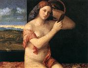 BELLINI, Giovanni Naked Young Woman in Front of the Mirror  dtdhg oil painting on canvas